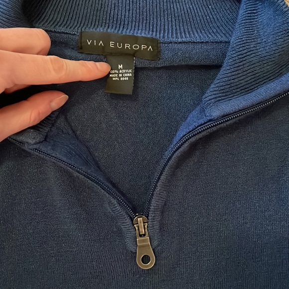 Navy Blue 3/4 Zip Up Sweater - Picture 3 of 4